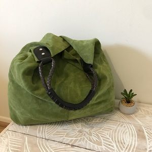 Maurizio Taiuti Genuine Leather Lime Suede Tote